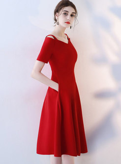 Elegant Pure Color Off Shoulder Short Party Dress