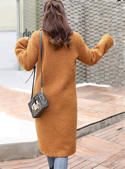 Trendy Notched Loose Cashmere Thermal Overcoat