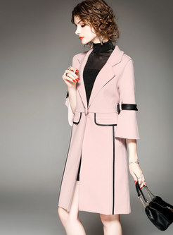 Trendy Pink Work Daily Slim Hairy Straight Coat