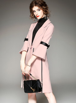 Trendy Pink Work Daily Slim Hairy Straight Coat