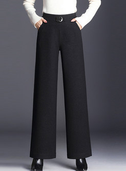Color-blocked Striped Wide Leg Pants With Metal