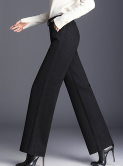 Color-blocked Striped Wide Leg Pants With Metal