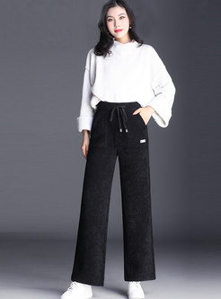 Casual High Waist Tied Wide Leg Pants With Pocket