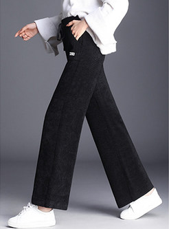 Casual High Waist Tied Wide Leg Pants With Pocket