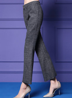 Fashion Grey High-rise Hairy Thicken Flare Pants