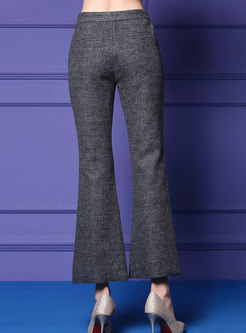 Fashion Grey High-rise Hairy Thicken Flare Pants