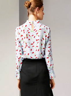 Fashion Multicolor Flare Sleeve All Over Print Blouse