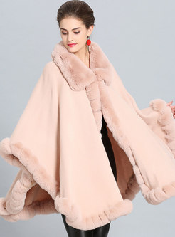 Chic Solid Color Fur Collar Asymmetric Thick Coat