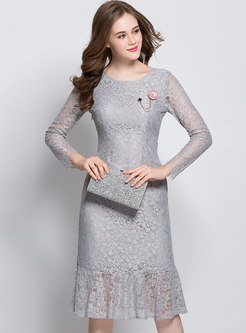Elegant Hollow Out Slim Lace Dress