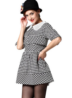 Sweet Doll Collar Houndstooth Two Piece Outfits