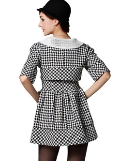 Sweet Doll Collar Houndstooth Two Piece Outfits