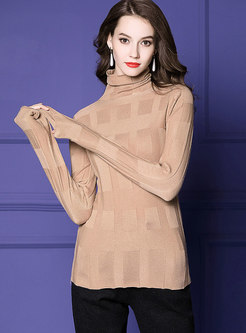 Casual High Neck Long Sleeve Bottoming Sweater