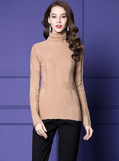 Casual High Neck Long Sleeve Bottoming Sweater