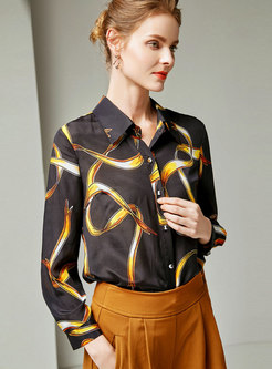 Stylish Turn-down Collar Button All-matched Blouse