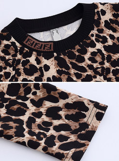 Stylish Crew-neck Leopard Long Sleeve T-Shirt