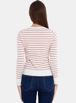 Casual Striped O-neck Cashmere Sweater