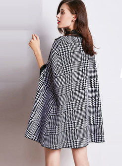 Fashion Houndstooth Cloak Two Piece Outfits
