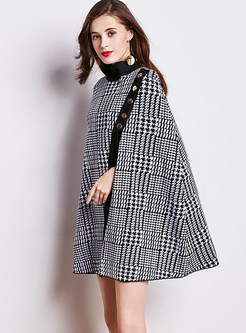 Fashion Houndstooth Cloak Two Piece Outfits