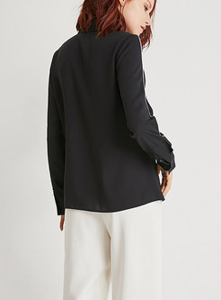Fashion Turn-down Collar All-matched Zip-up Blouse
