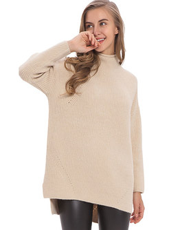 Fashion Solid Color Turtle Neck Long Sleeve Sweater