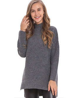 Fashion Solid Color Turtle Neck Long Sleeve Sweater