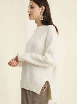 Casual Daily All-matched Split Hem Sweater