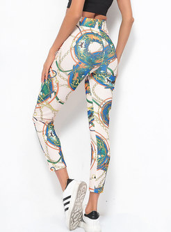Stylish Print Elastic Waist Yoga Pants