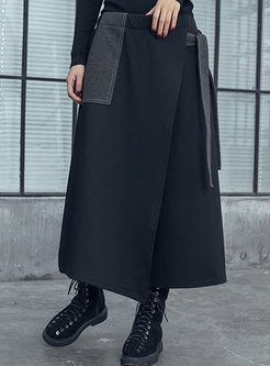 Casual Hit Color High Waist Thicken Wide-leg Pants