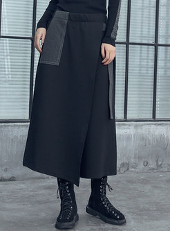 Casual Hit Color High Waist Thicken Wide-leg Pants