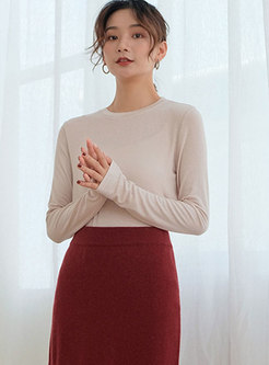 Casual Crew-neck Long Sleeve Bottoming Sweater
