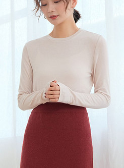 Casual Crew-neck Long Sleeve Bottoming Sweater