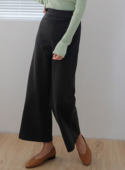 Elegant Solid Color Striped All-matched Straight Pants
