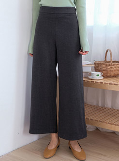 Elegant Solid Color Striped All-matched Straight Pants