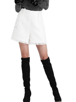 Fashion White High Waist Wide-leg Shorts