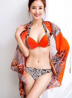 Sexy Leopard Micro Gathered Cover-up Swimwear