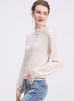 Solid Color Wool Pullover Knitted Sweater
