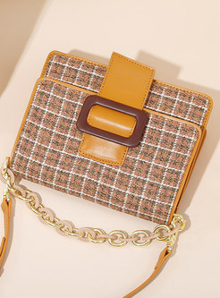 Fashion Solid Color Plaid All-matched Crossbody Bag