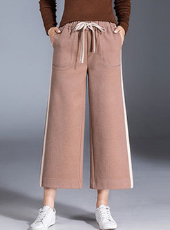 High Waist Tied Striped Plus Size Casual Pants
