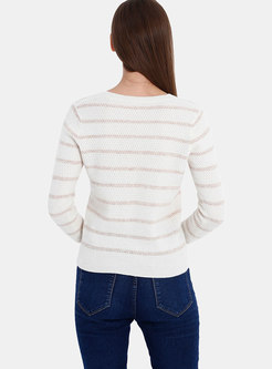 Casual Color-blocked V-neck Loose Pullover Sweater