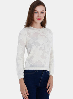 Chic Stereoscopic Flower Pattern See-though Sweater