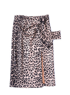 Sexy Leopard High Waist Wrap Split Skirt