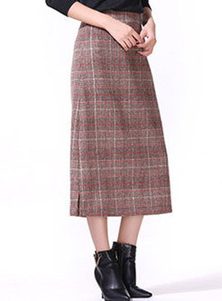 Casual Plaid High Waist A Line Skirt
