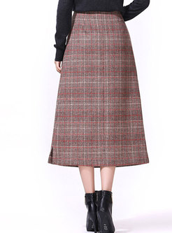 Casual Plaid High Waist A Line Skirt