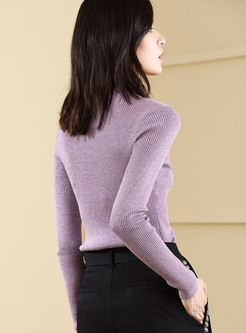 Elegant Woolen Slim Hollow Out Knitted Sweater
