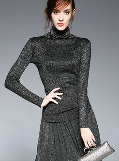 Stylish Turtle Neck Long Sleeve Slim Knitted Top