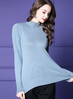 Fashion Half Turtle Neck Pullover Knitted Sweater