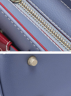 Stylish Blue Wing-shape Zipper Pocket Top Handle Bag