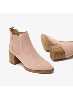 Stylish Pointed Toe Chunky Heel Ankle Boots