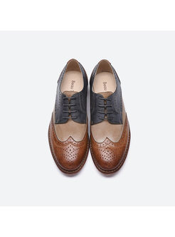 Retro Color-blocked Lace UP Oxford