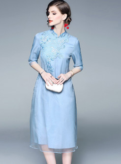 Vintage Mandarin Collar Improved Cheongsam Dress